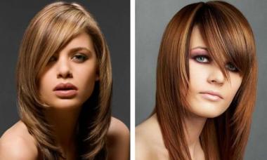 Rectangular face: haircuts and hairstyles with bangs for medium hair